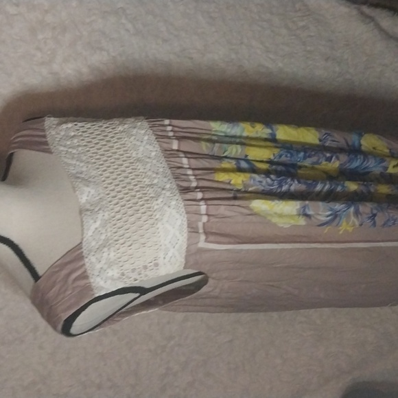 Free People Crochet Floral Satin Midi Dress Size L - Picture 5 of 9